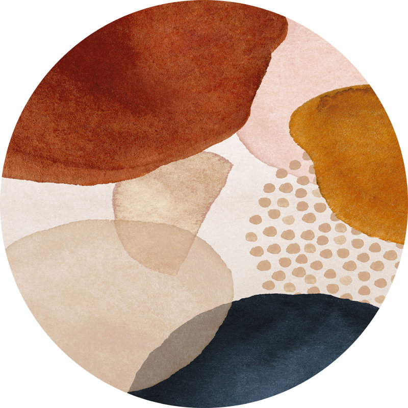 Rontavia Vinyl Machine Printed Area Rug, Round 150cm