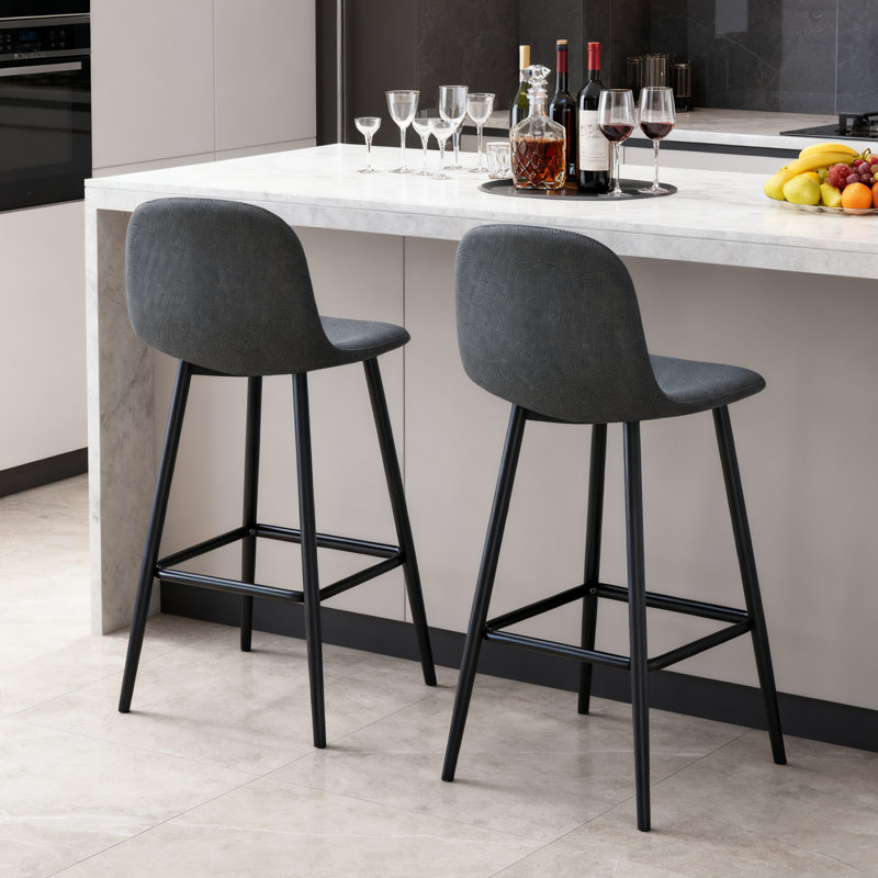 Ensemble de 2 tabourets de bar à hauteur de comptoir avec tabourets de bar à l'arrière, Gris foncé