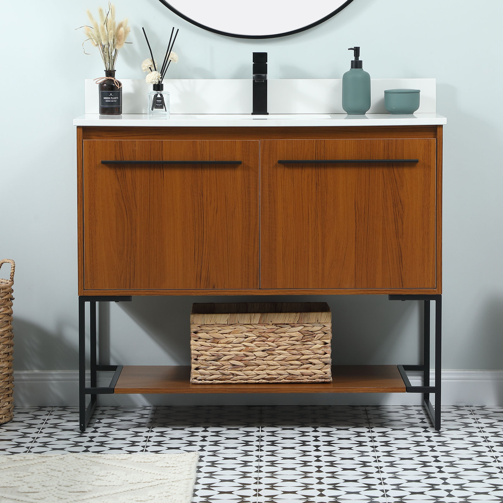 Rozell 40'' Single Bathroom Vanity, Teak