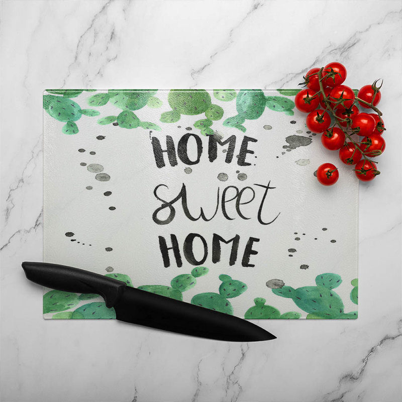 Home Sweet Home Glass Chopping Board, 40cm L x 28cm W