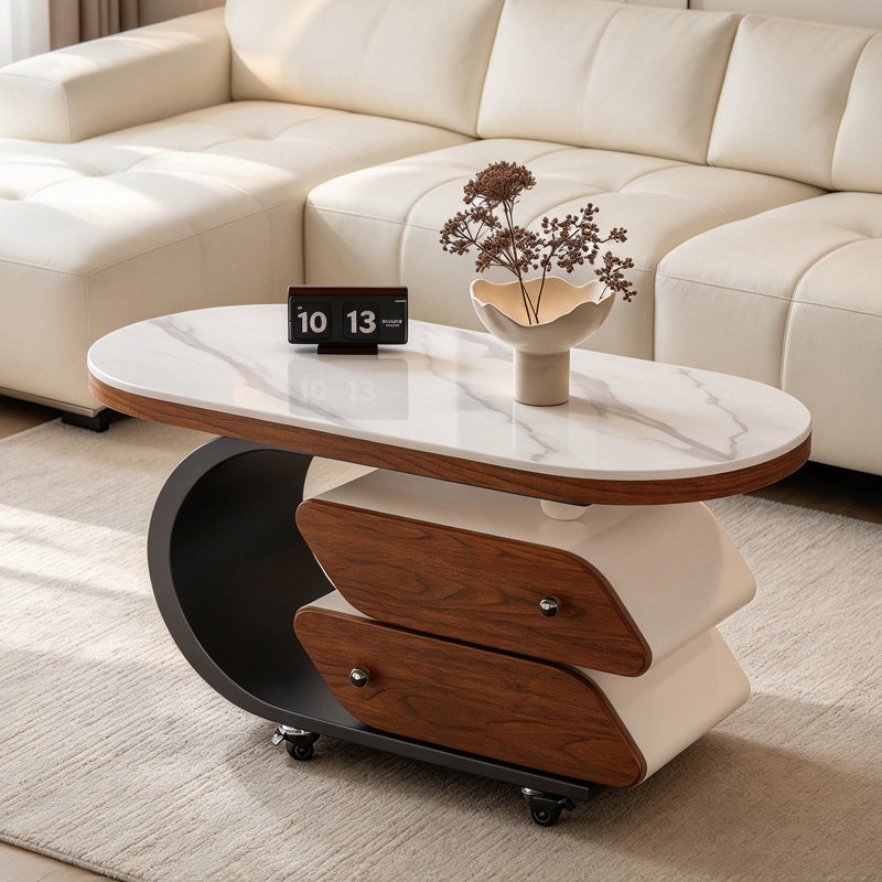 Haings Slate Top Coffee Table, 19.68" H x 35.43" W x 17.71" D, Gray / Black / White, Marble