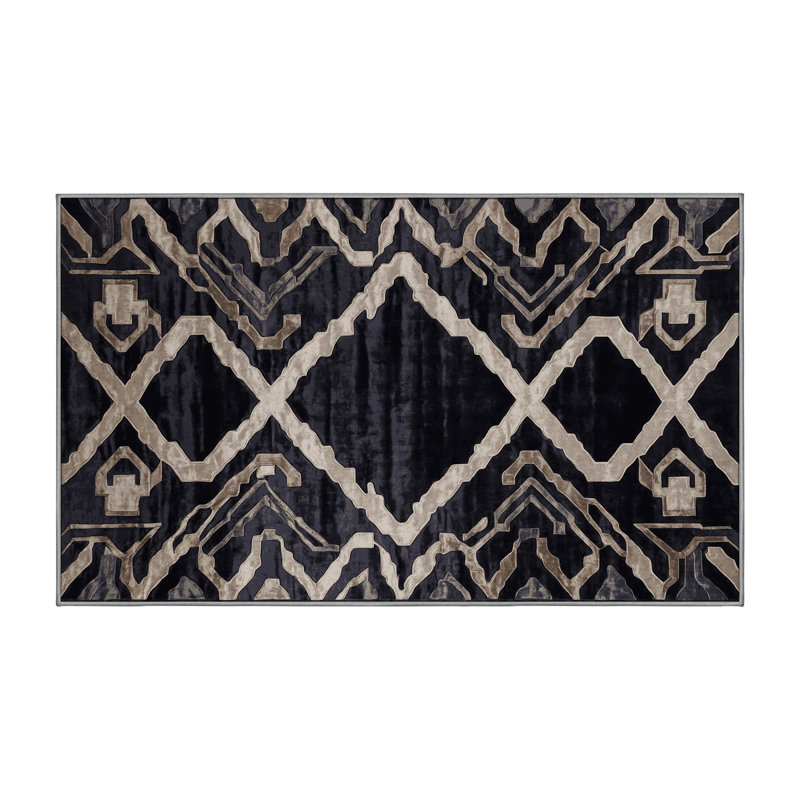 Machine Washable Gray Area Rug, Rectangle 6' x 9'
