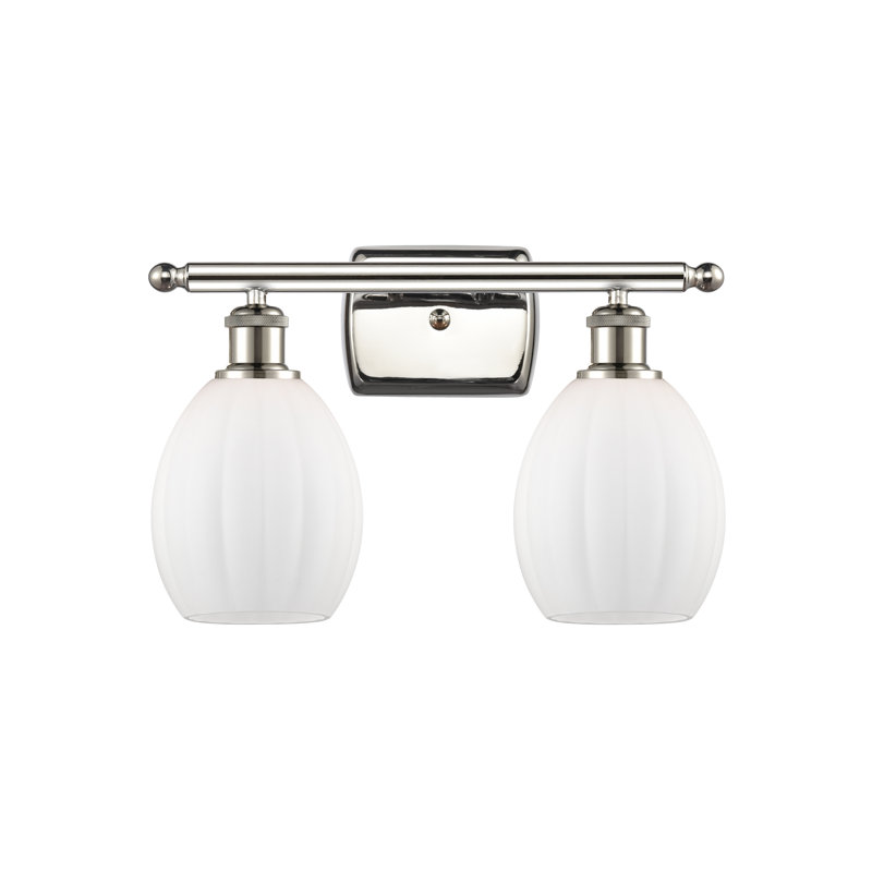 Éclairage pour salle de bain à intensité variable 2 lumières Fleshman, Ampoule incandescente rétro de 60 watts, Blanc mat
