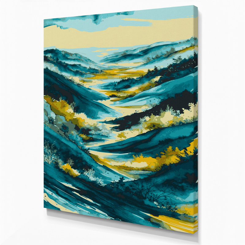 "Watercolor Landscape" 56, art mural sur toile brune