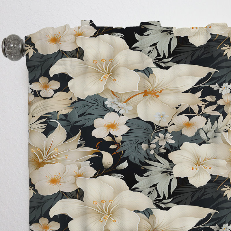 Neutre Mirage motif tropical - Rideau floral - Rideau floral obscurcissant - 1 panneau, L 52 po x L 108 po