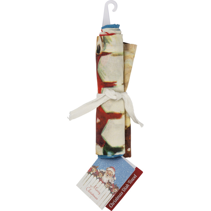  Serviette de cuisine rétro Merry Christmas - 18 po x 26 po