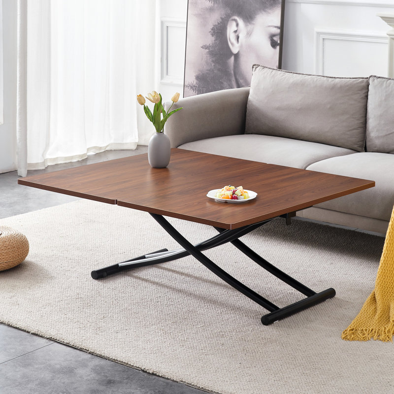 Vesta Height Adjustable Foldable Table, Black, Walnut