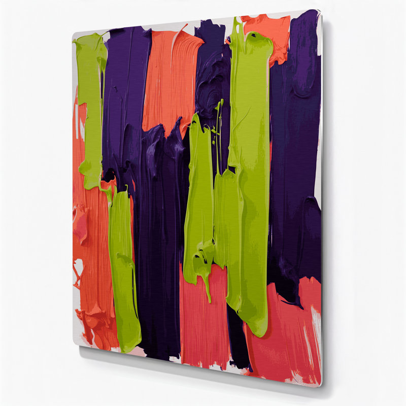 Abstrait couleur champ 45, art mural en métal mauve, H 8 po x l 10 po