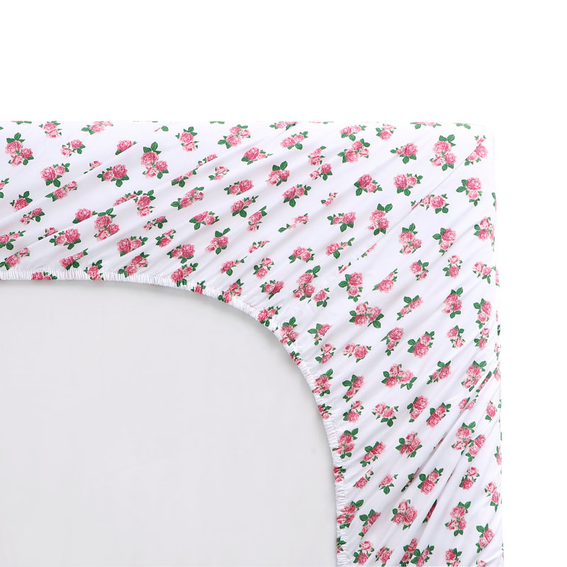 Ensemble de draps en coton percale Betsey Johnson, Ensemble de drap pour lit très grand avec drap-ho, Rose / petites roses