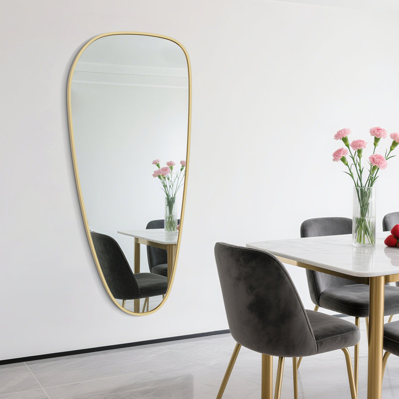Aluminum Frame Irregular Wall Decoration Mirror, Gold, 48" x 22"
