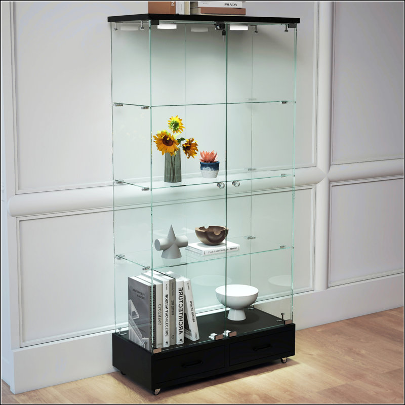Modern Glass Display Cabinet, Black