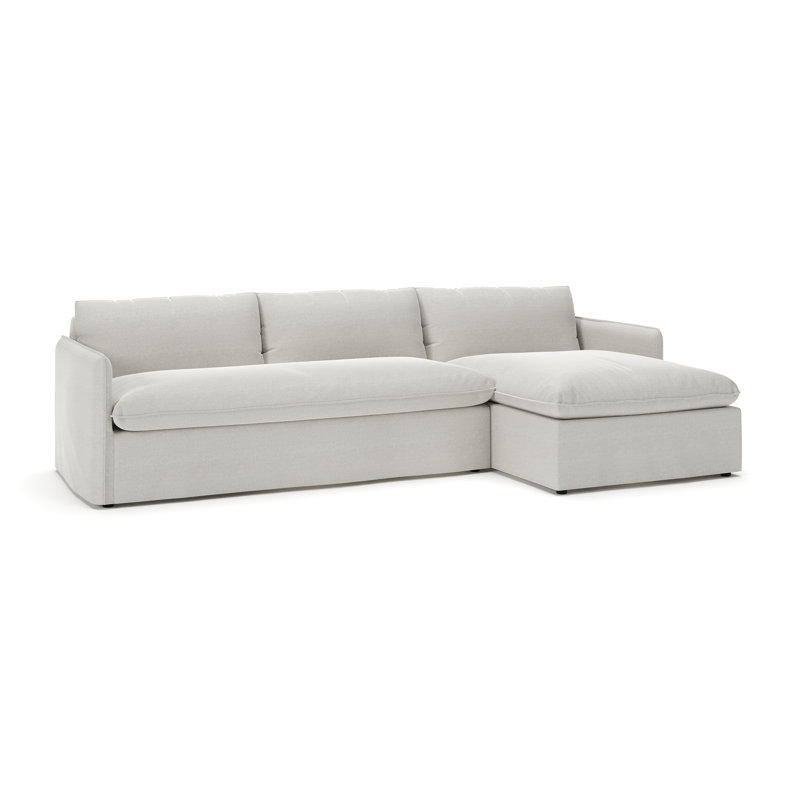Canapé et méridienne 2 pièces Bellatrix, Tissage natté ivoire Drusky Sustain®, Orienté à droite