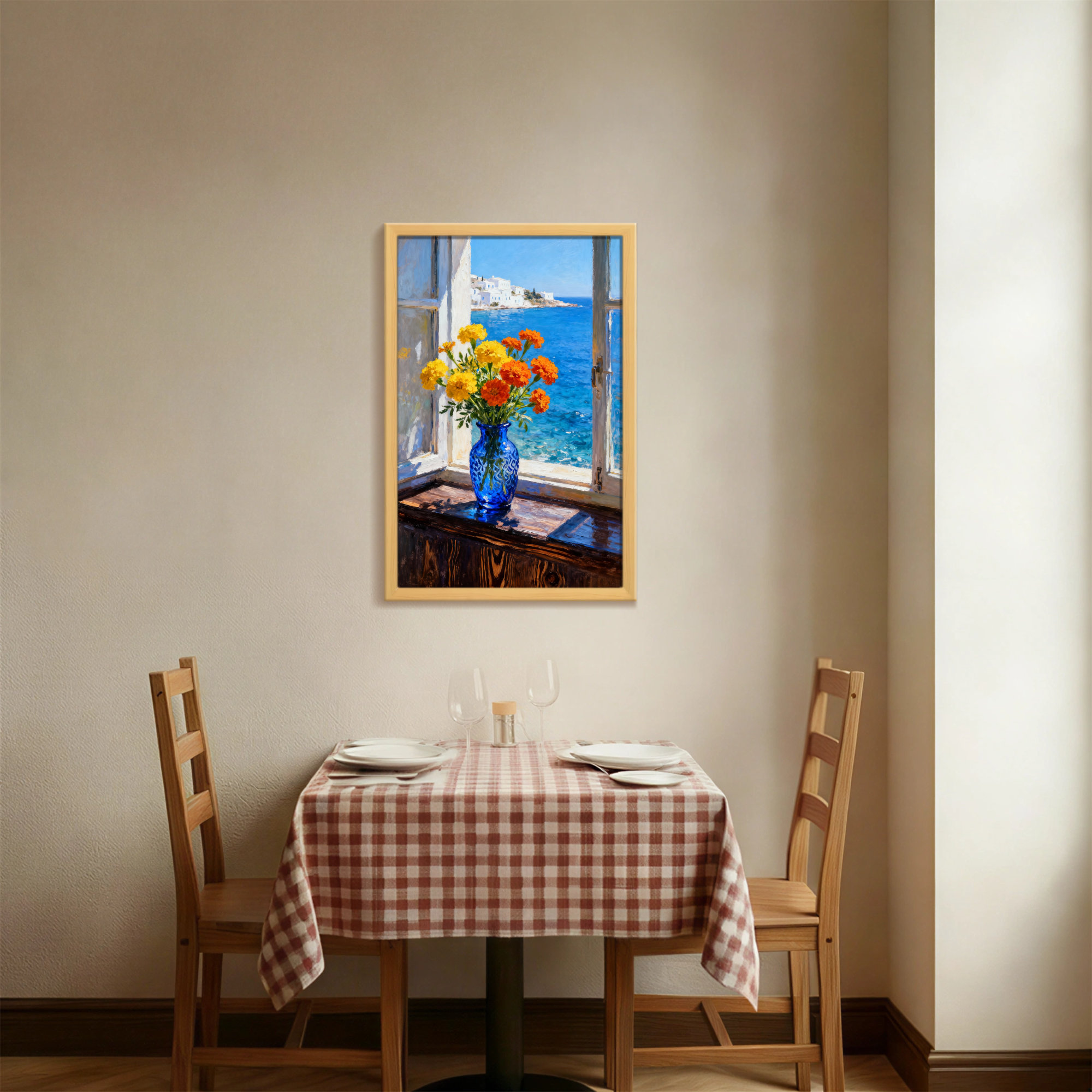 Highland Dunes Plants & Flowers Window View With Flowers And Sea | Wayfair