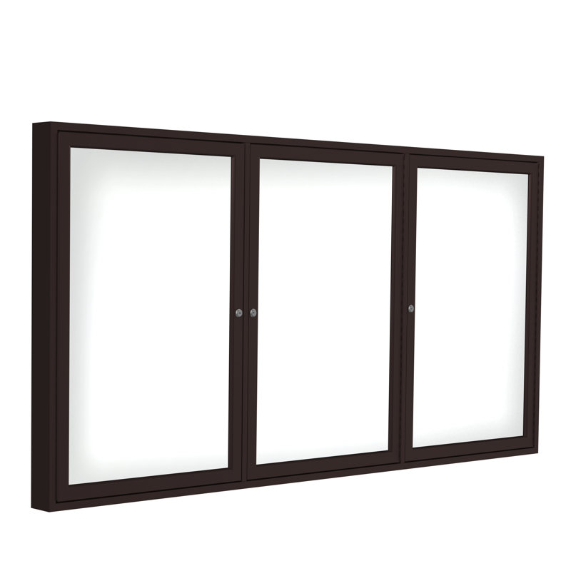 Tableau blanc magnétique en porcelaine à 3 portes Ghent, H 3 pi x l 6 pi, Bronze
