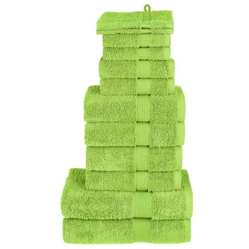 Premium Towel Set SOLUND 600 Gsm, 12 Piece Towel Set, Green
