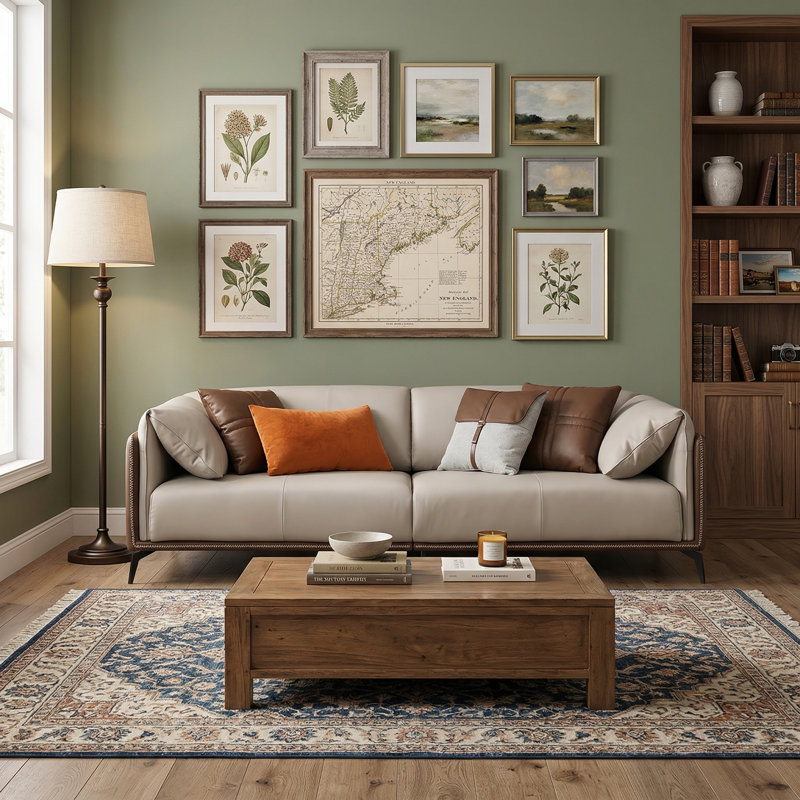 Canapé 87 po à deux tons avec accoudoirs évasés et coussins décoratifs 87 po, 3