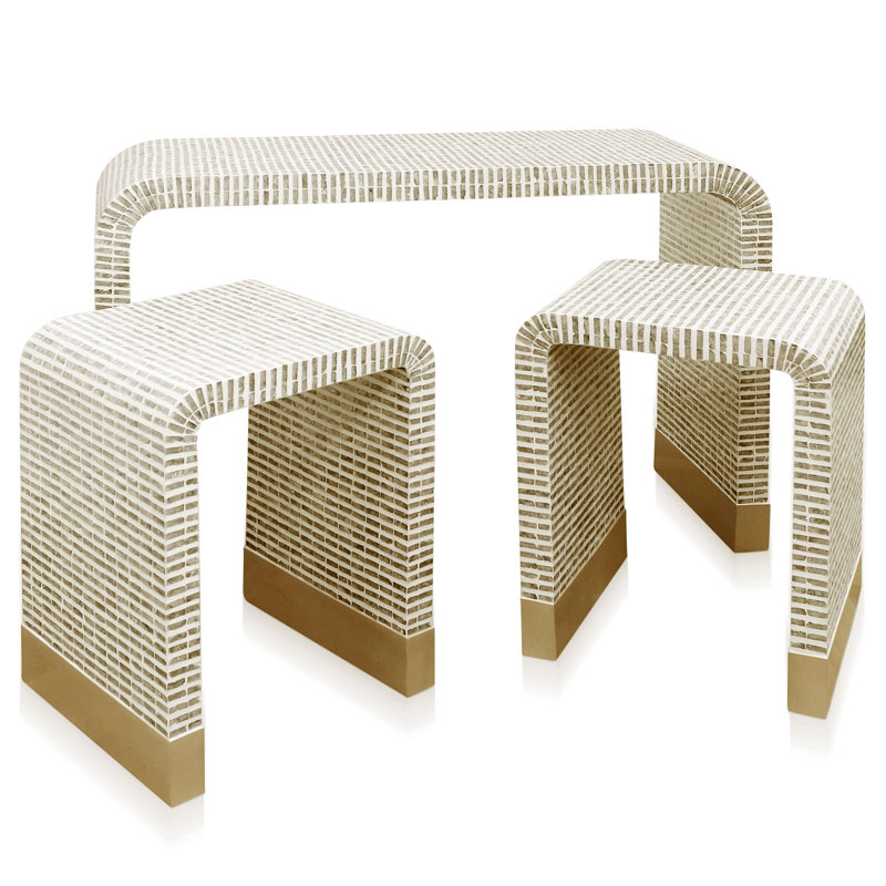 Gundula 3 - Piece Living Room Table Set, Ivory/Taupe