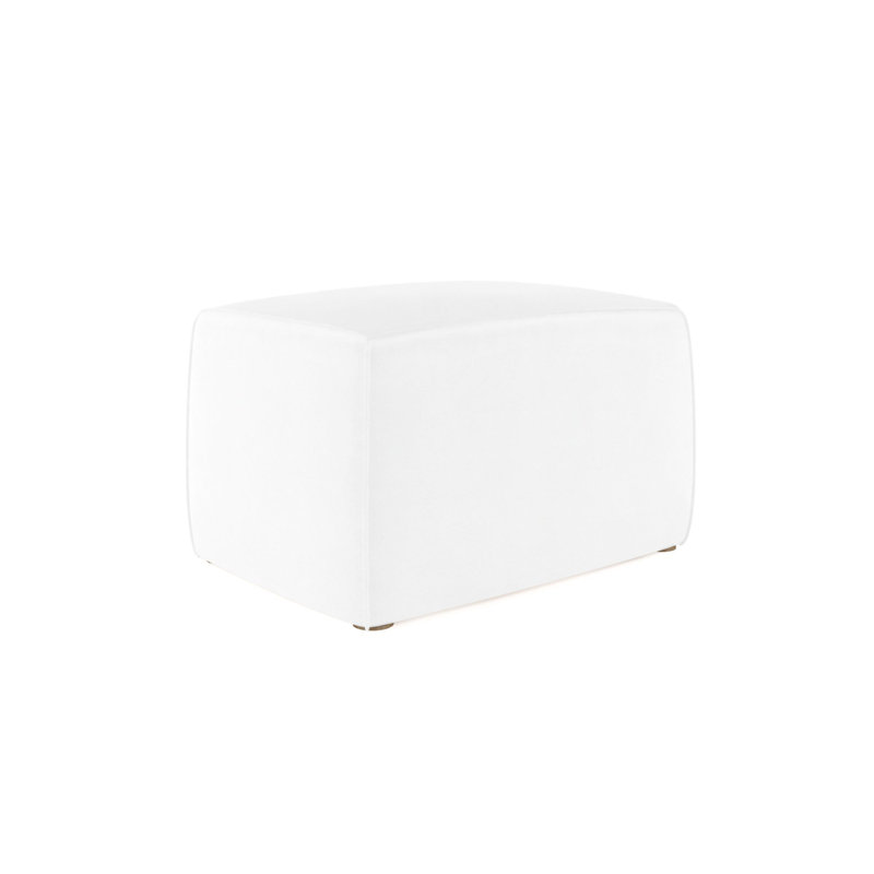 Varick Cube Ottoman, Plush Velvet Oyster, Weathered