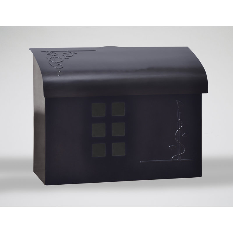 Brass Wall Mounted Mailbox, Black Pewter