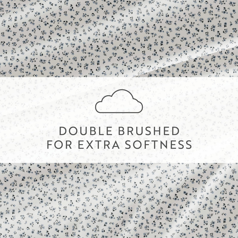 Queen Blue Floral Microfiber Sheet Set