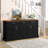 Modern 63" Fluted Sideboard Buffet Cabinet, Black Wood Storage For Kitchen, Dining Room, Entryway - Stylish Detailing, Ample Storage, Smooth Drawer Slides Black, Versatile Use, Metal Handles,-289836605