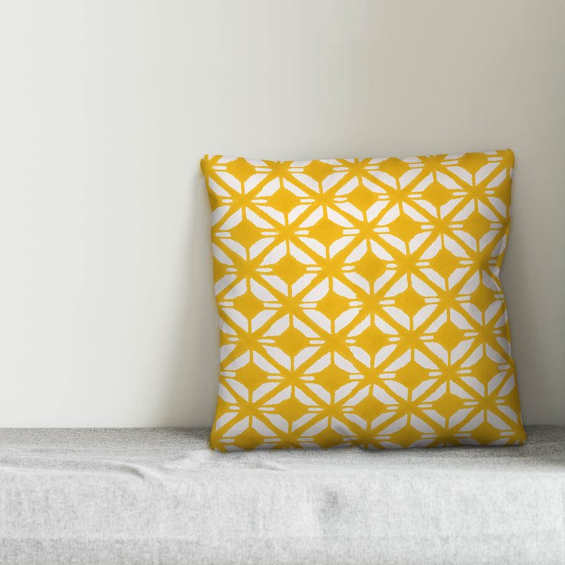  Coussin Diamond, 16 po x 1 po, Jaune, Pas de bourre