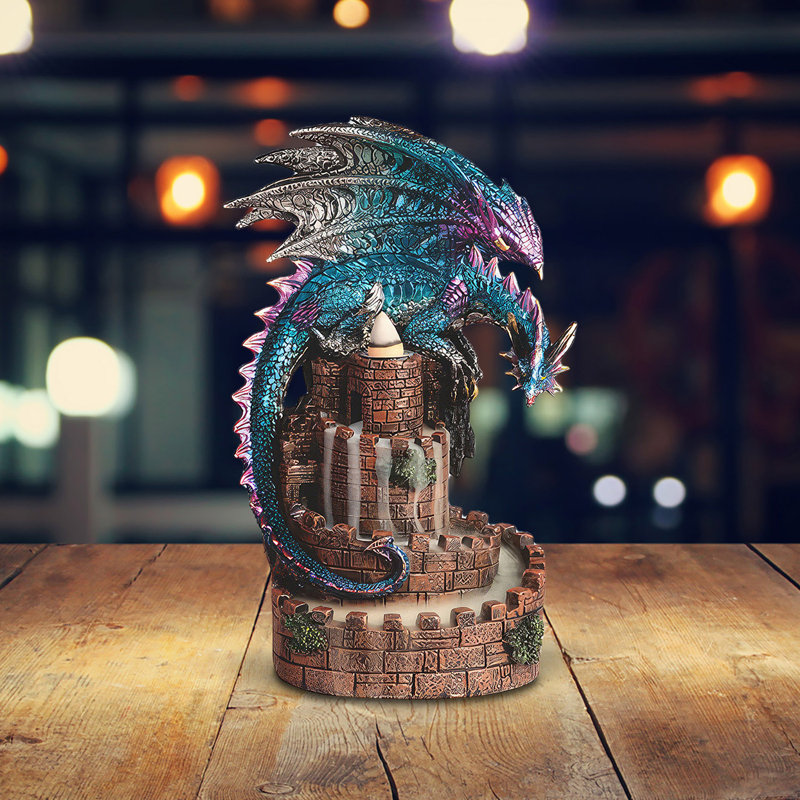 9"H Dragon on Castle Backflow