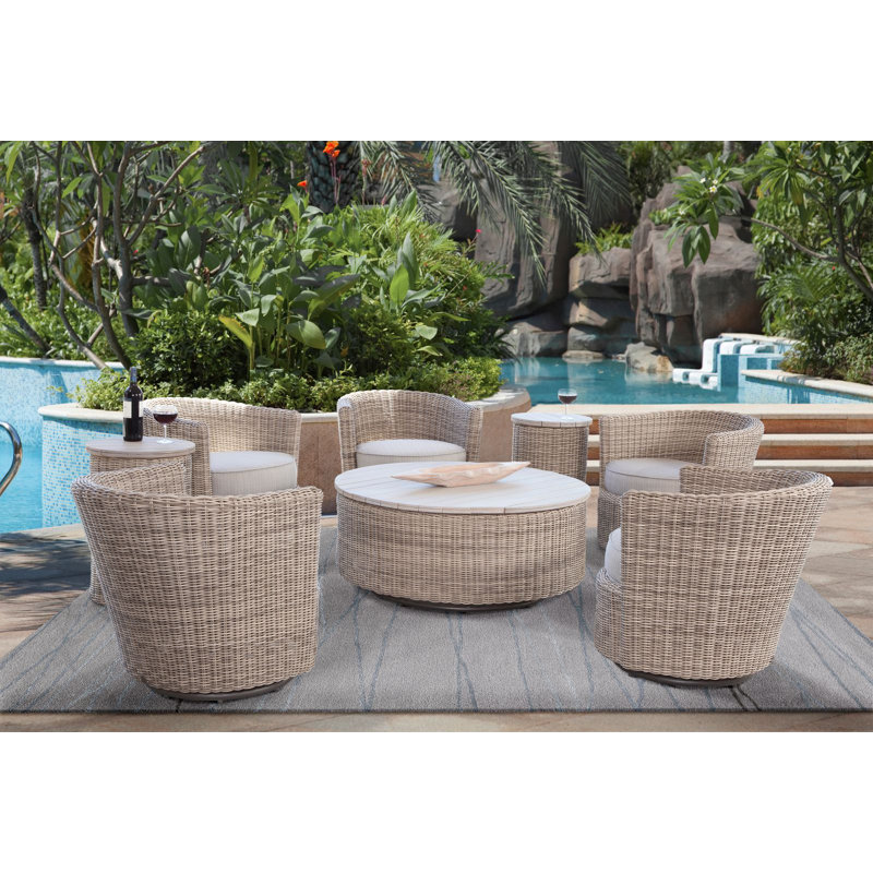 Paradise Bay Outdoor Swivel Lounge Chair, Beige Chenille; 6301-85