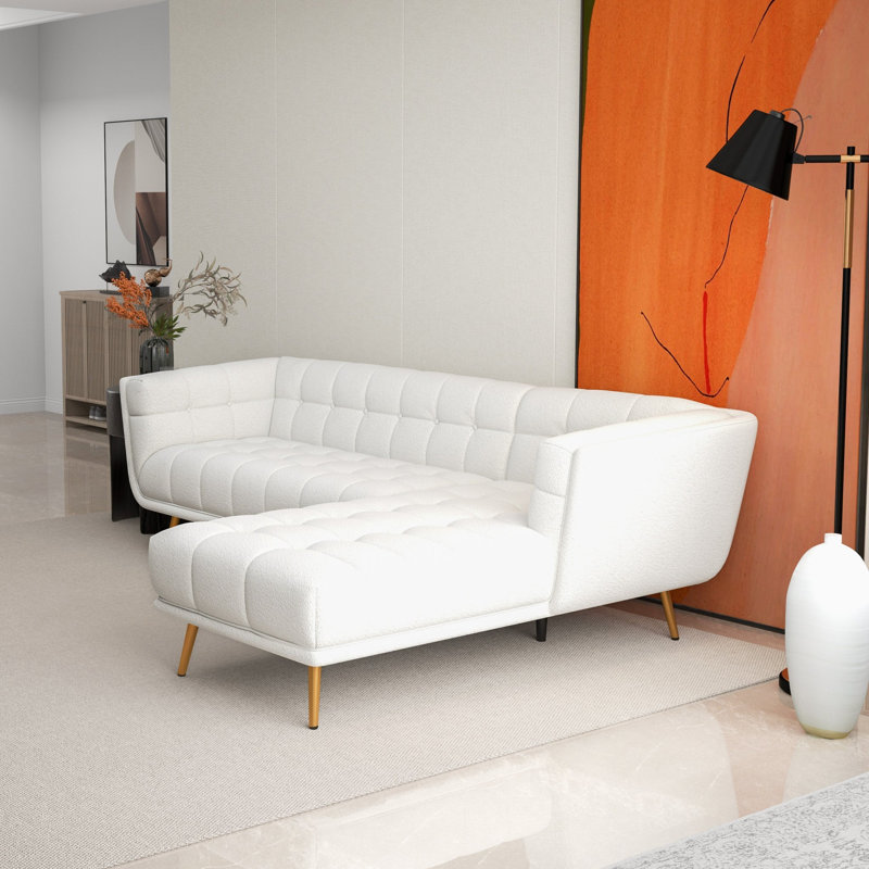 Canapé modulaire en tissu Cropsey Right, Crème Boucle
