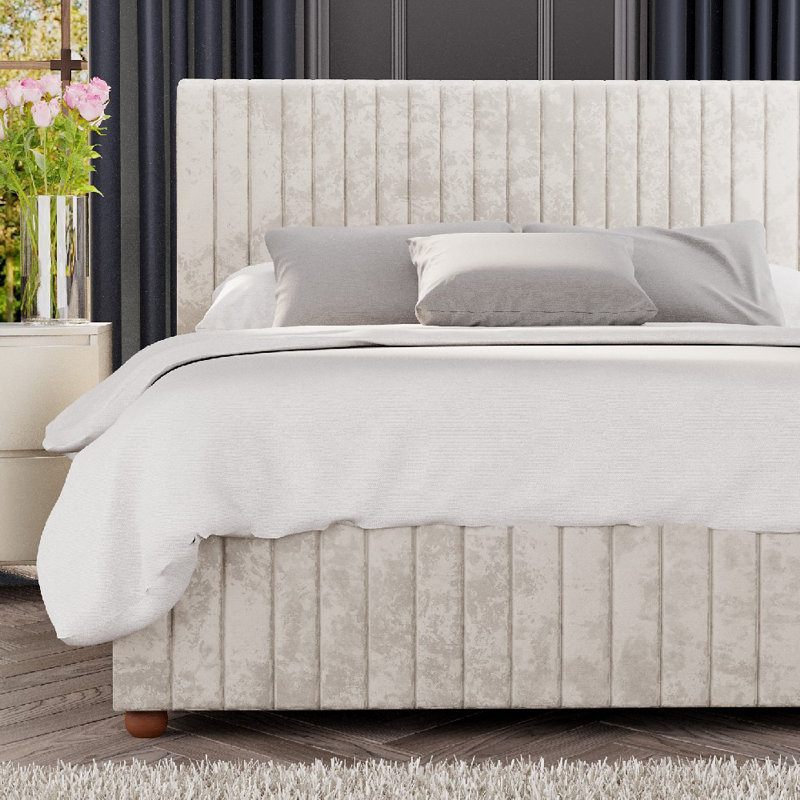 Upholstered Ottoman Bed, Pearl, Small Double (4')