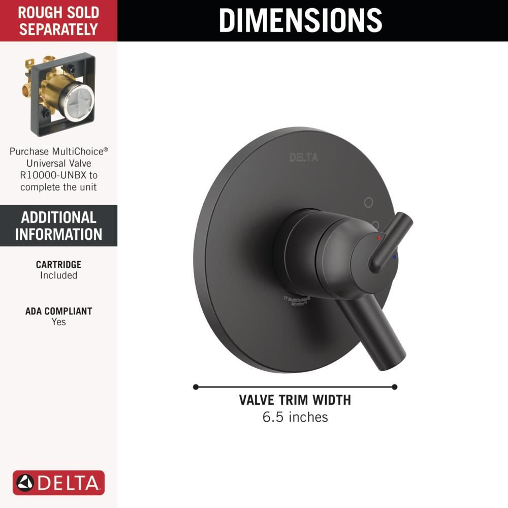 Trinsic 17 Series Dual-Function Valve Trim Kit, Matte Black