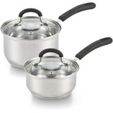 Cook N Home Professional Saucepan, 1-QT and 2-QT, Silver
