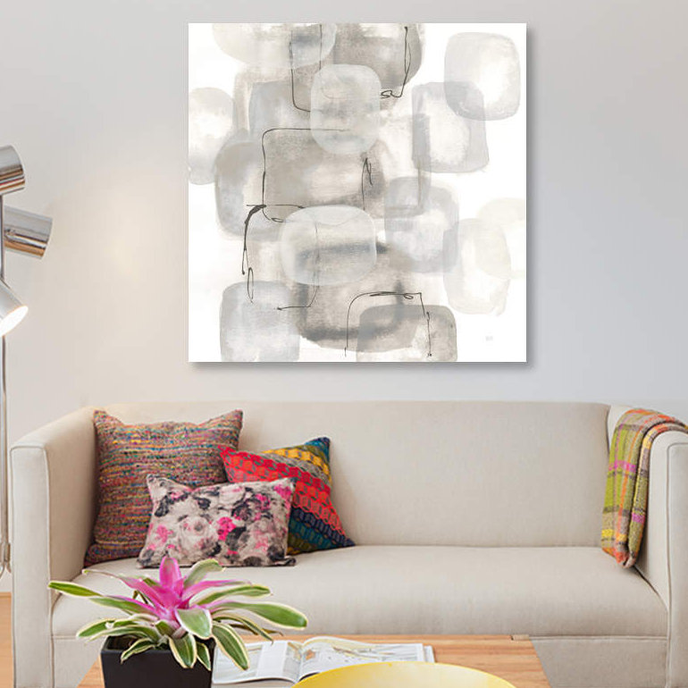 «Neutral Stacking I, White» par Chris Paschke, impression sur toile tendue, H 37 po x l 37 po x P 1,5 po, Pas de tapis