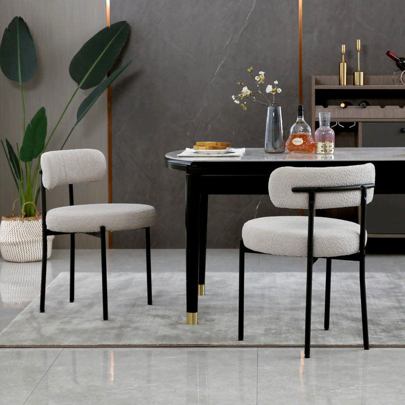 Aulene Upholstered Modern Dining Chair, Grey, Set Of 2
