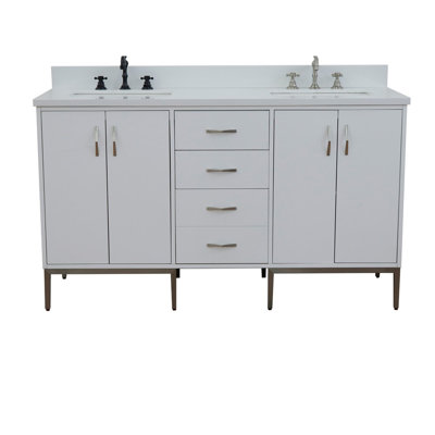 Aashiyana 61'' Double Bathroom Vanity with Engineered Stone Top