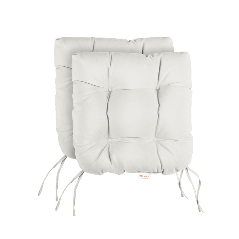 2 Piece Tufted Outdoor Sumbrella Seat Cushion, Canvas Natural Sunbrella® Canvas, 16" W x 16" D