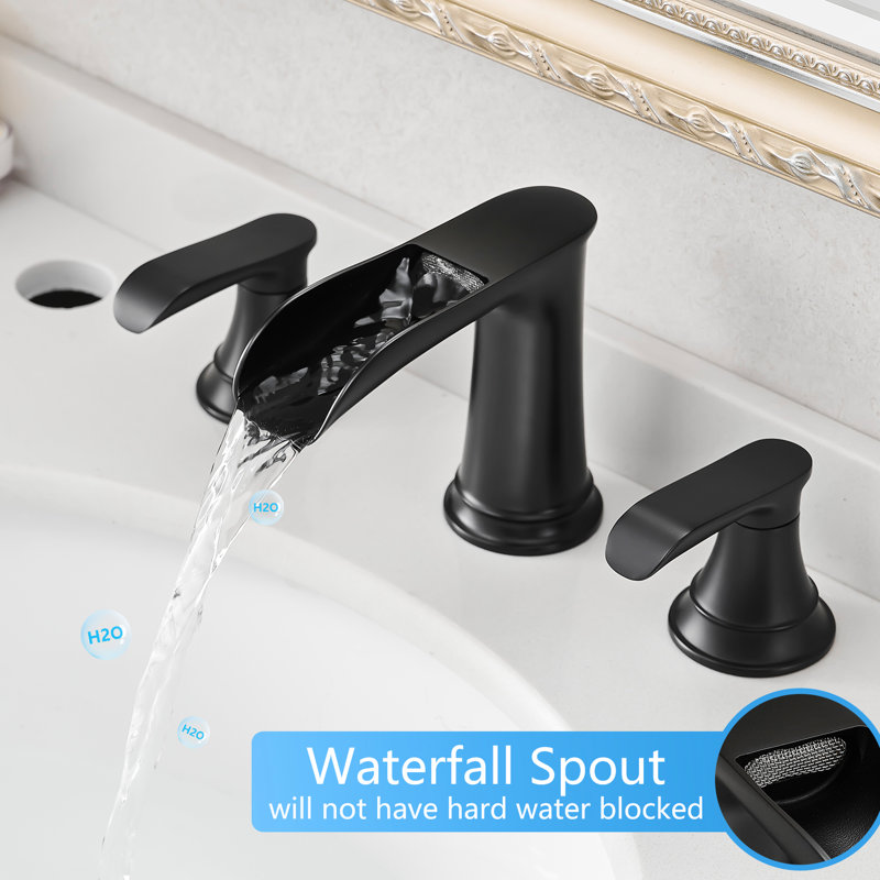 Robinet de lavabo à entraxe de 8 pouces - noir avec cartouche en céramique et robinet de meuble-lavabo à poignée double levier
