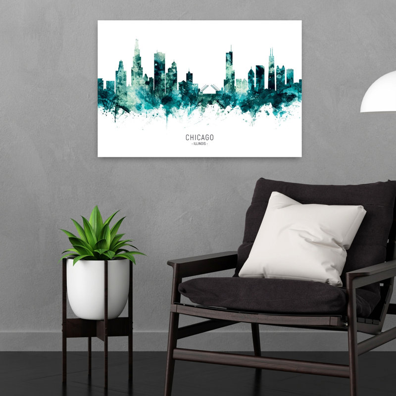 Chicago, Chicago, horizon, architecture contemporaine, art mural, H 16 po x l 24 po