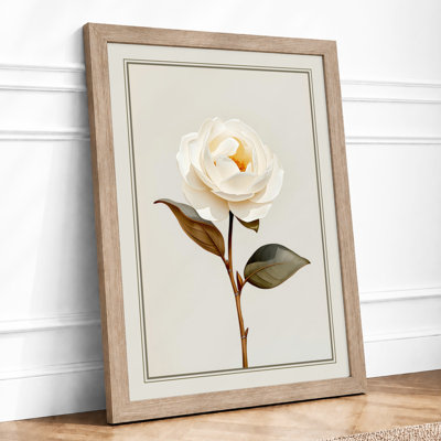 Single White Rose Botanical - Print