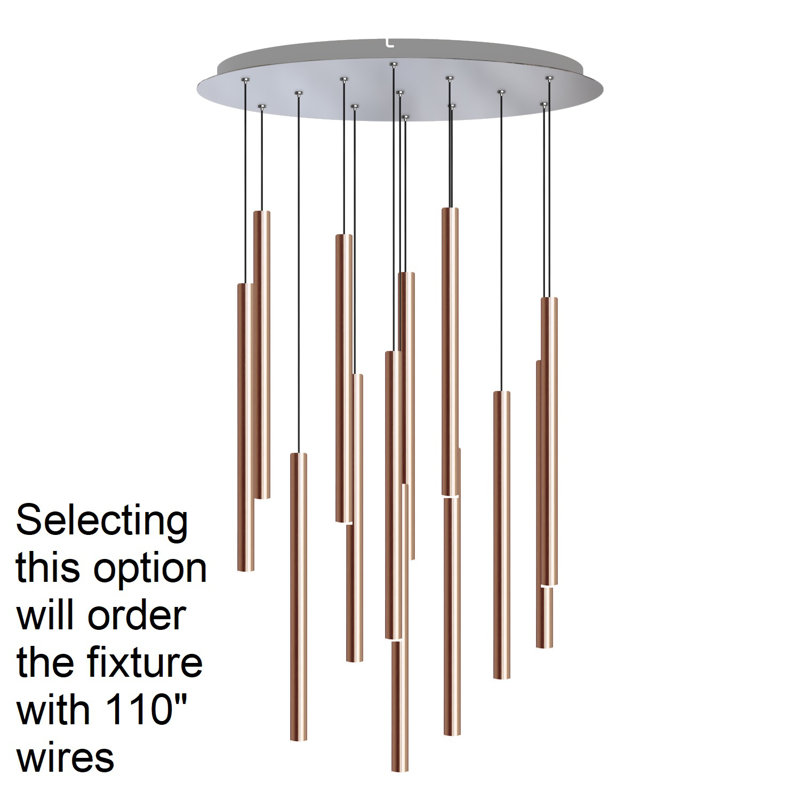 Tynan 13 - Light LED Cluster Pendant, 110", Copper