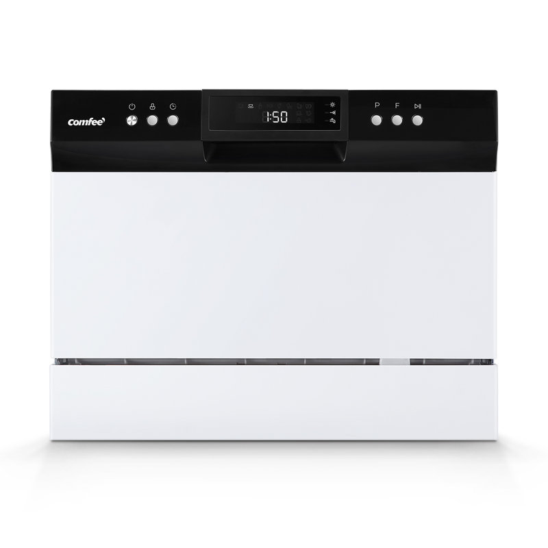 Lave-vaisselle de comptoir à commande numérique 22 po 49 dBA avec 6 couverts, Noir / blanc