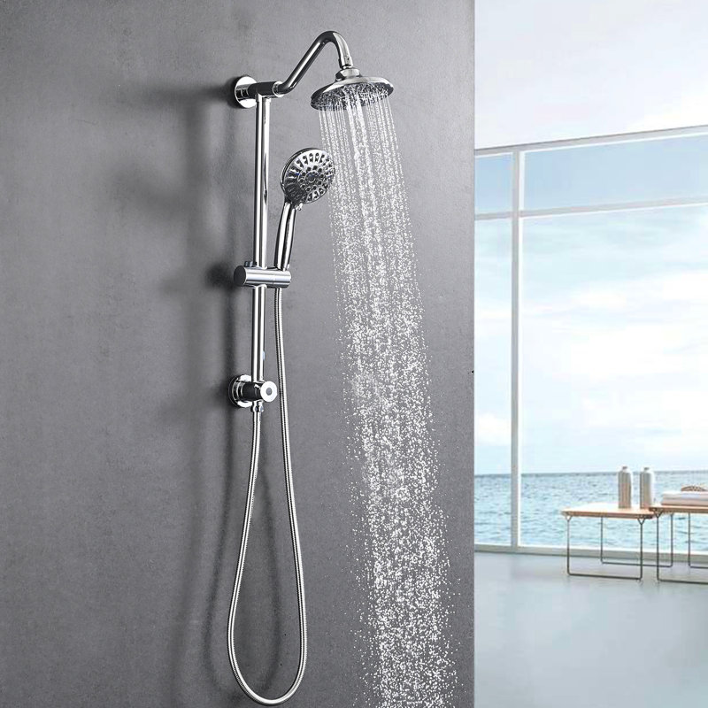 Wall Mounted Shower System With 6 Inch Rain Head And Handheld - Corrosion Proof Bathroom Adjustable Spray Angle, Chrome