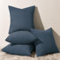 Coussins décoratifs carrés décoratifs en velours côtelé bleu marine avec insertions