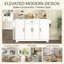 Buffet de 54 po avec commode à café, armoire de rangement avec 4 portes, 1 tiroir et tablettes réglables-2147060923