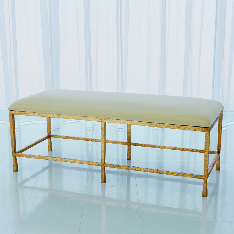 Banc quadruple avec coussin en mousseline, Feuille d'or