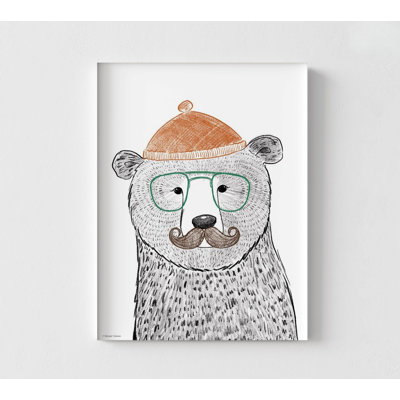 Oeuvre de classe Montessori, décor de salle de jeux Montessori, affiche d'ours hipster frais, œuvre d'art de l'école primaire, reproduction d'affiche