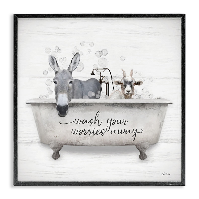 «Wash Worries Away», estampe numérique par Lori Deiter, H 24 po x l 24 po, Giclée encadrée noir minuit