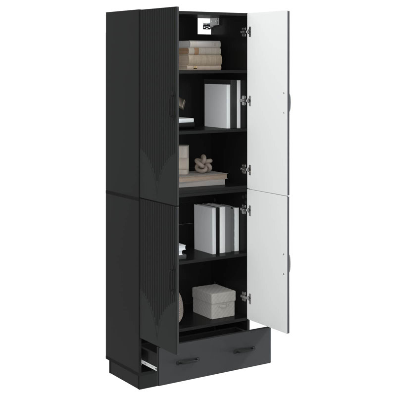 4 -Door 3 Storage Cabinet, Black