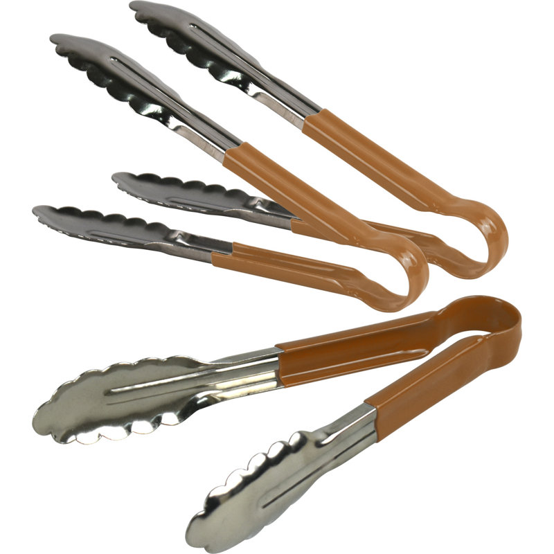 Stainless Steel Tongs 12", 22.86cm, Brown