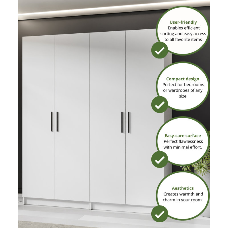 Nitra 4 Door Wardrobe, White